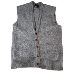 Vintage Robert Bruce Sweater XL Cardigan Vest Wool Grey Grandpa Layers Speckled